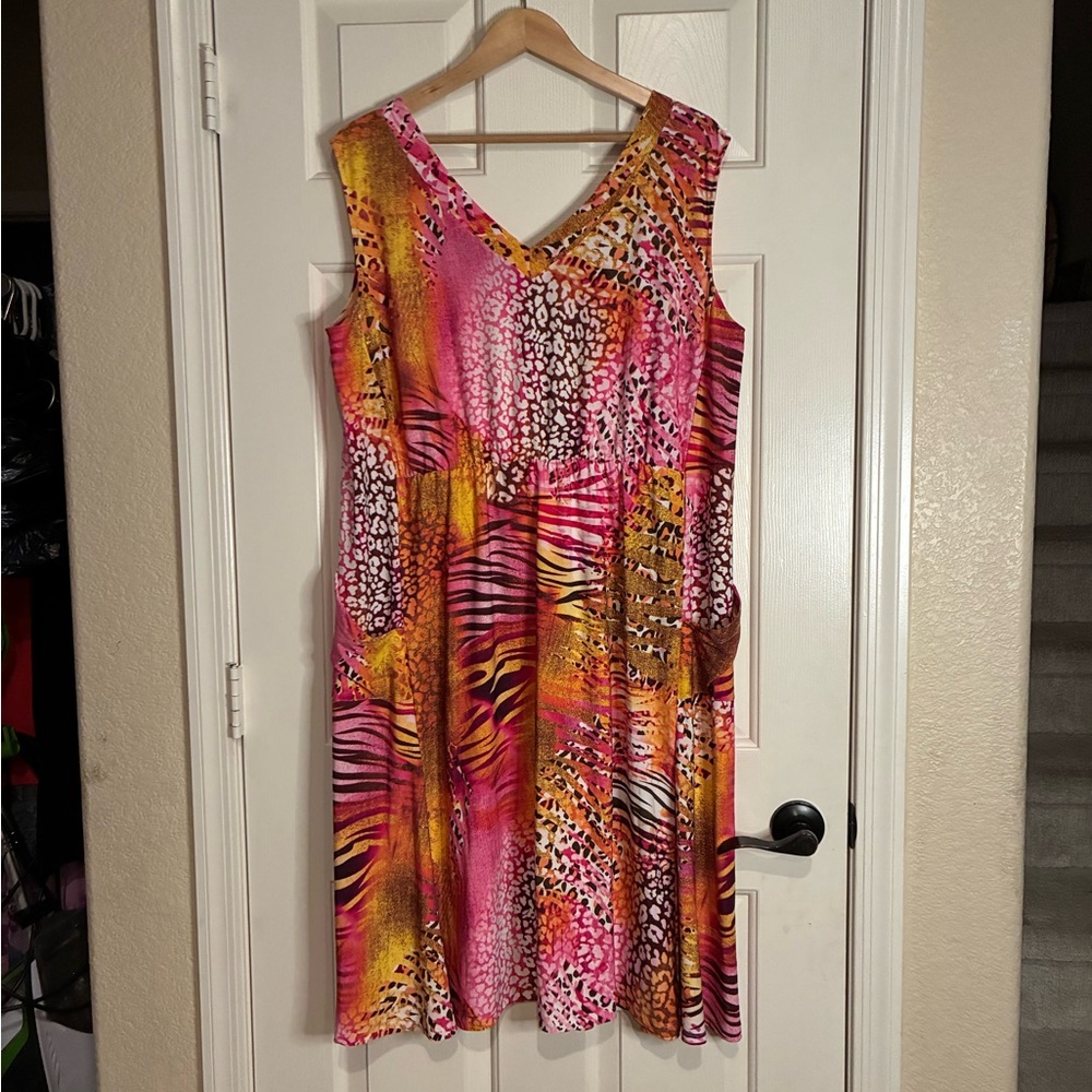 Attitudes by Renee Vibrant Animal Print Midi Dress